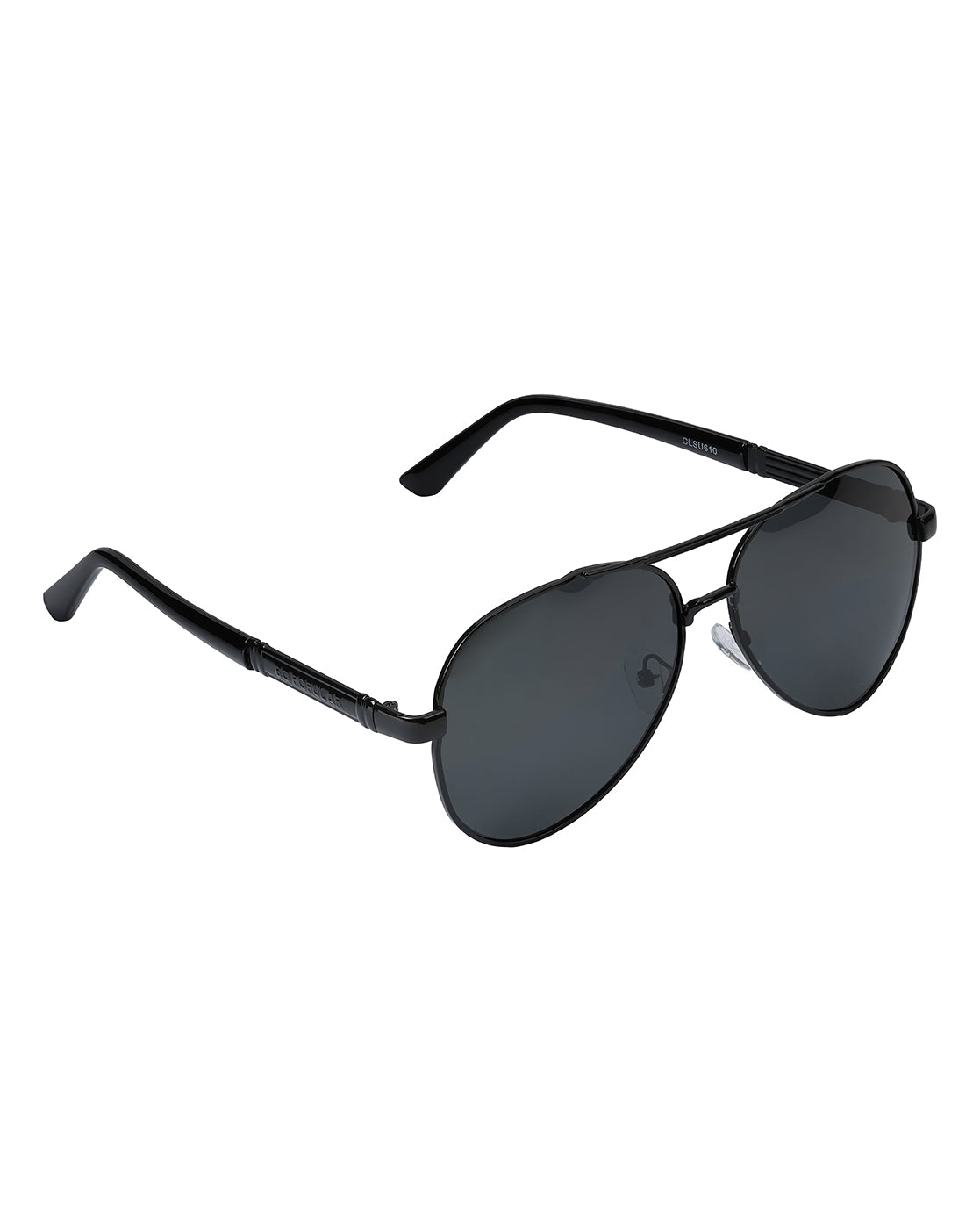 Unisex Black Toned Black Polarised Lens Aviator Sunglasses