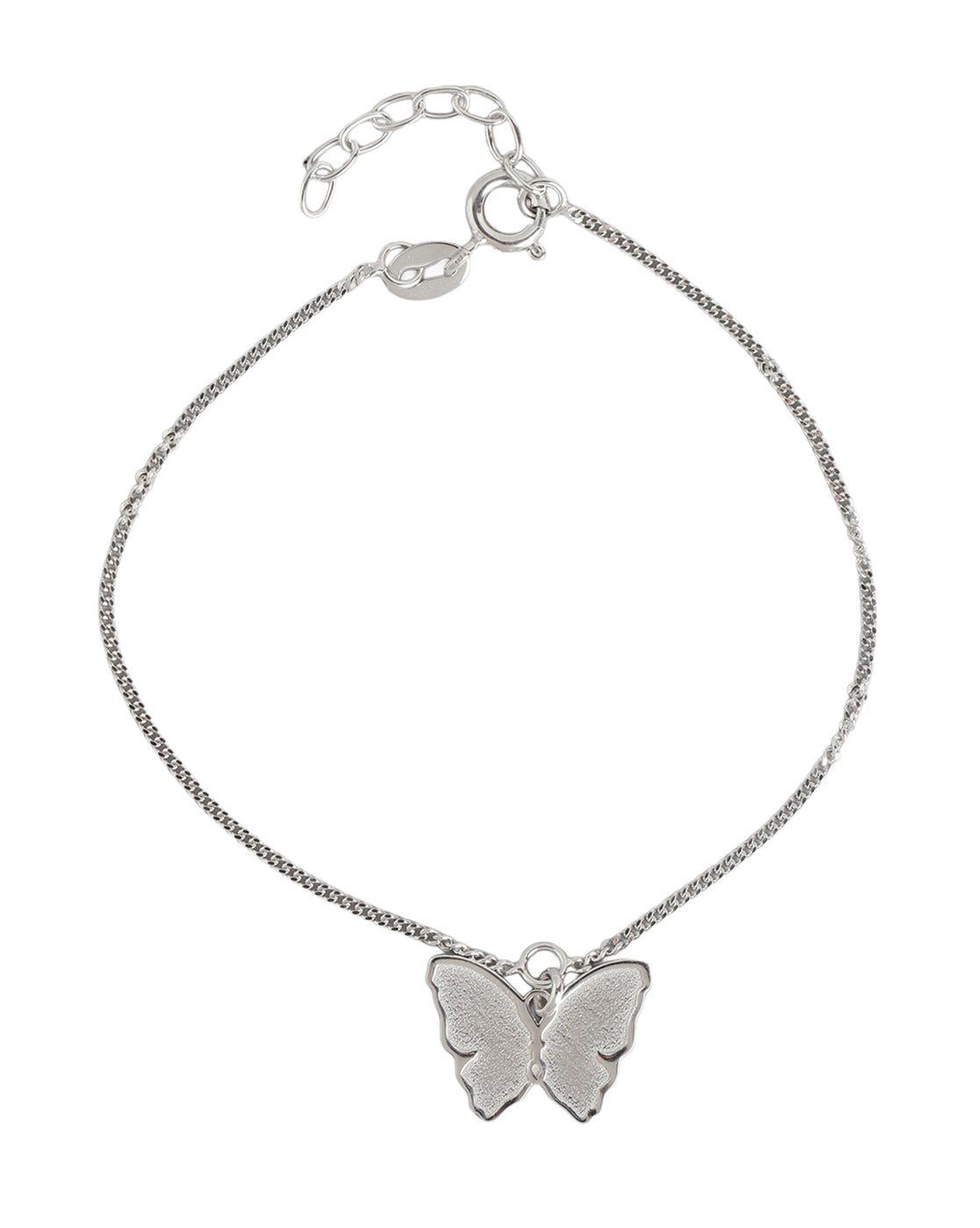 925 Sterling Silver Rhodium Plated Buttefly Charm Bracelet