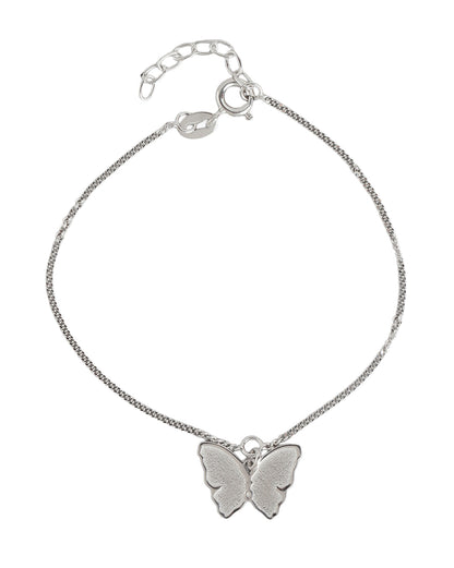 925 Sterling Silver Rhodium Plated Buttefly Charm Bracelet
