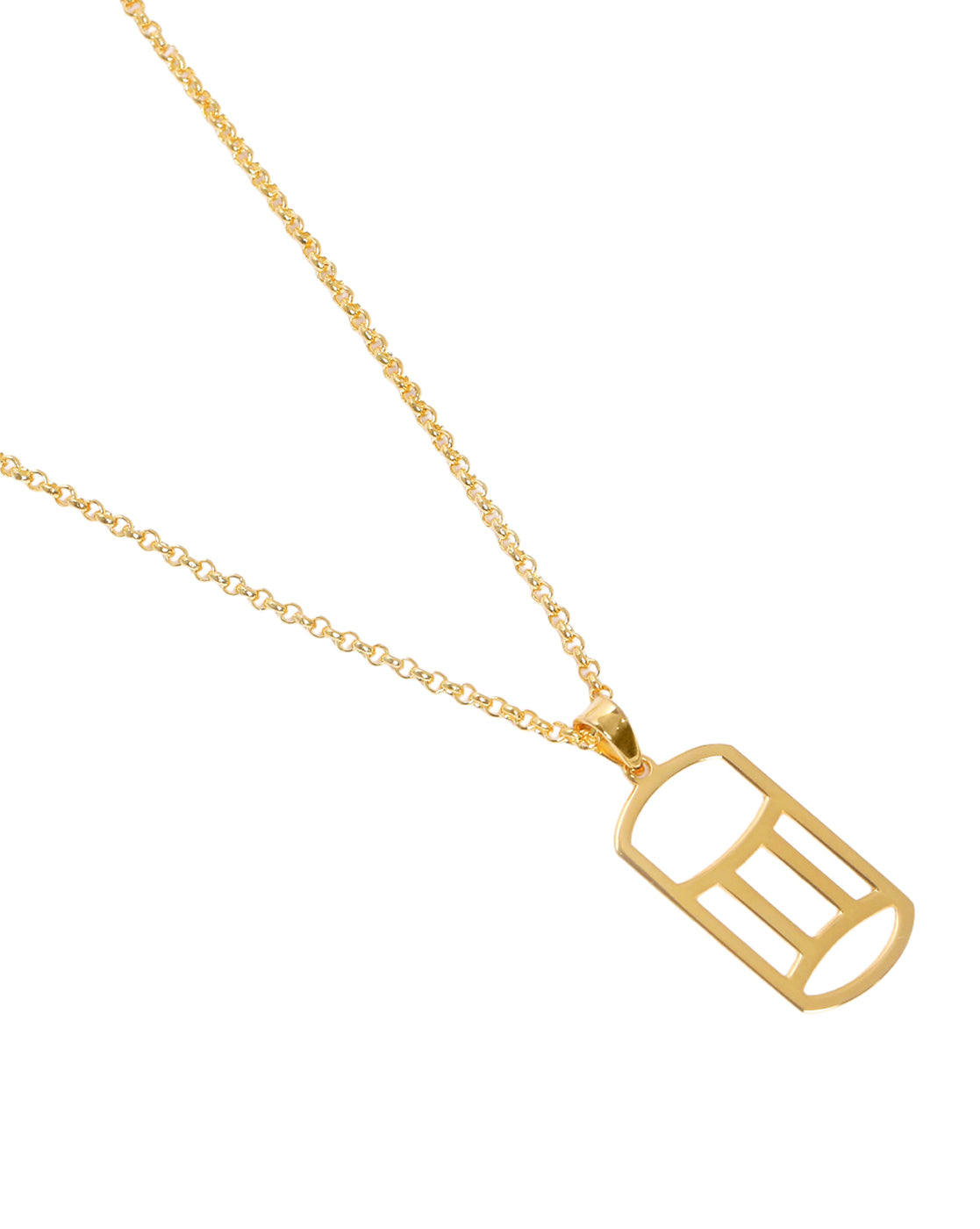 Men 18kt Gold Plated Gemini Zodiac Pendant and Chain