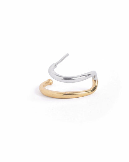 18kt Gold &amp; Rhodium Plated Ear Lobe Cuff Stylish Earring