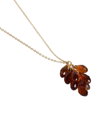 Gold-Plated Red Crystal Bead Necklace &amp; Earrings Set