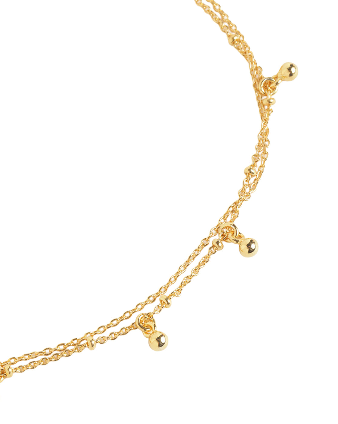 Gold-Toned Delicate Double Chain Charm Adjustable Anklet