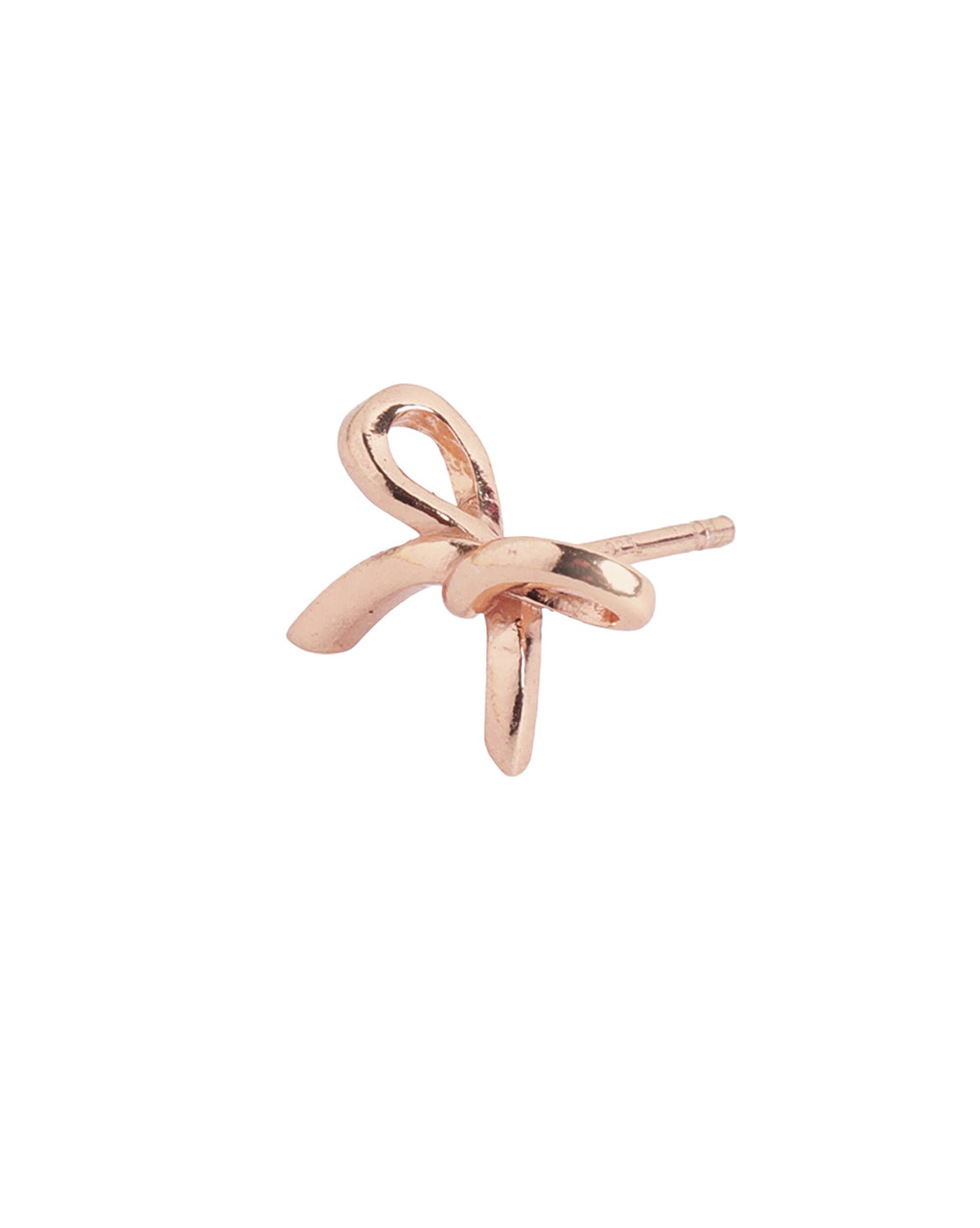 925 Sterling Silver 18kt Rose Gold Plated BOW Mini Stud Earring