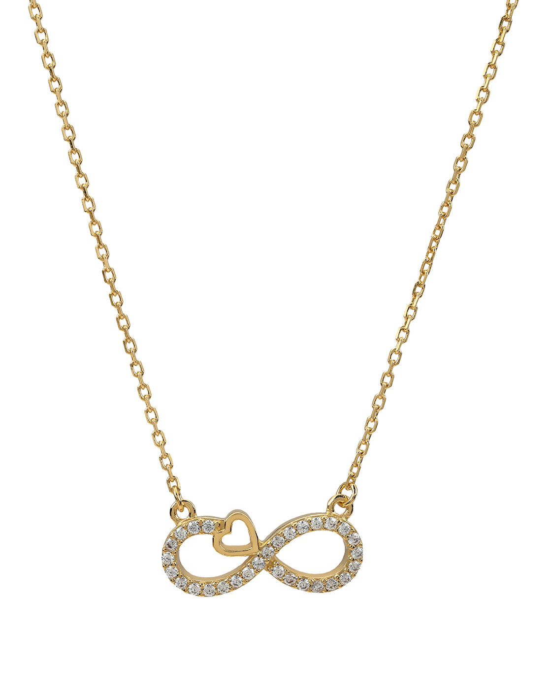 18kt Gold Plated CZ Infinity and Heart Necklace