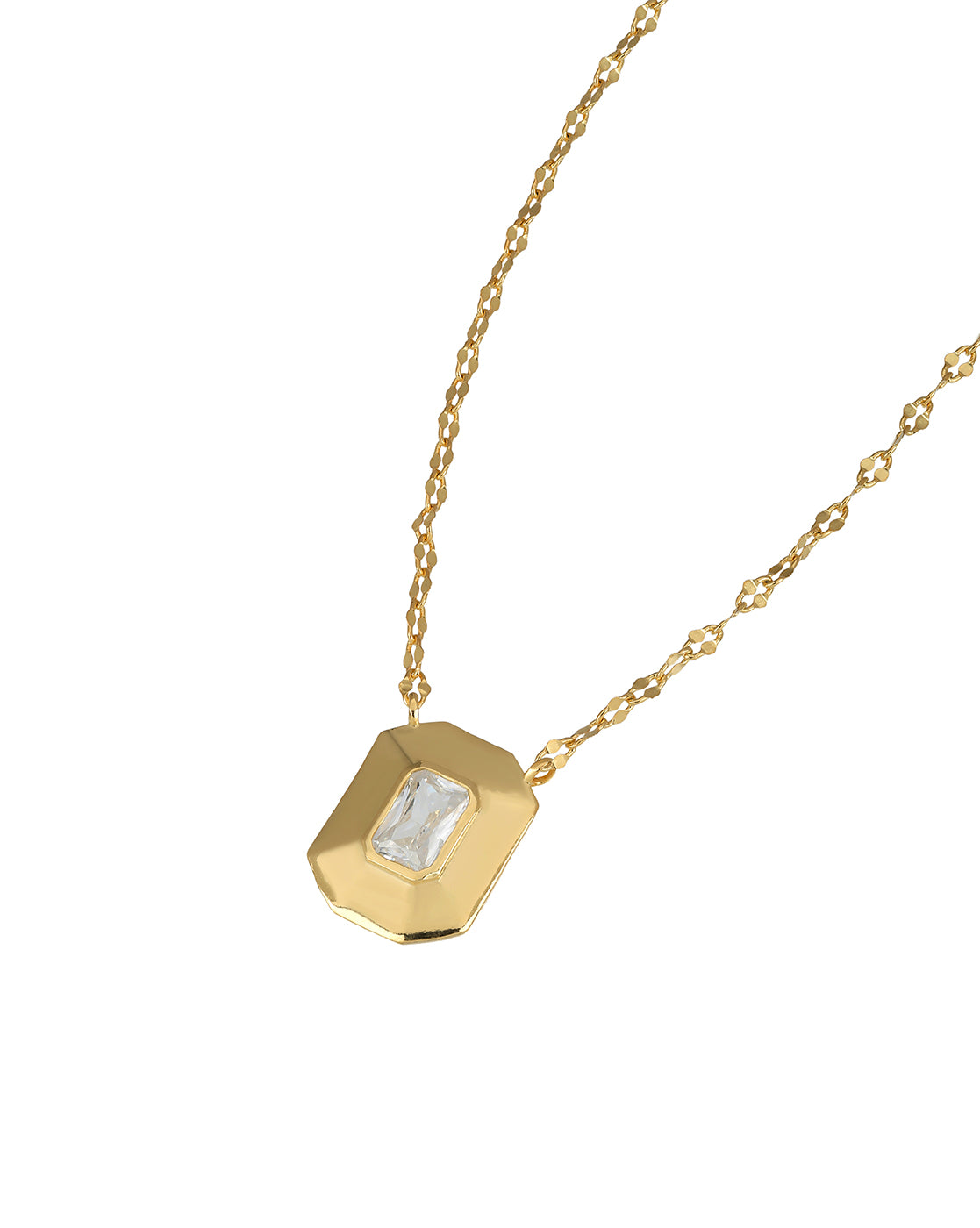 18kt Gold Plated CZ Geometric Pendant and Chain