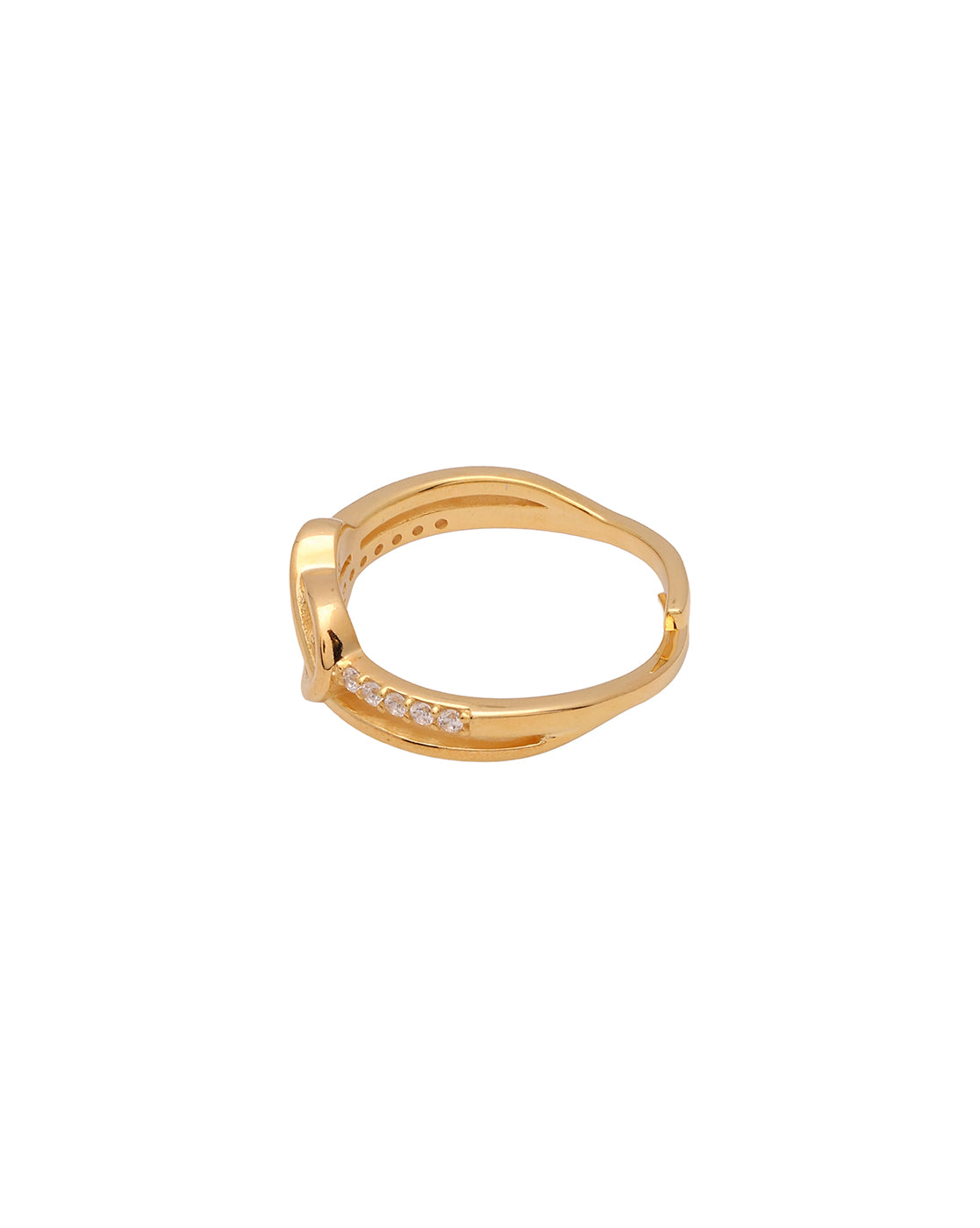 Gold Plated Red CZ Heart Adjustable Ring