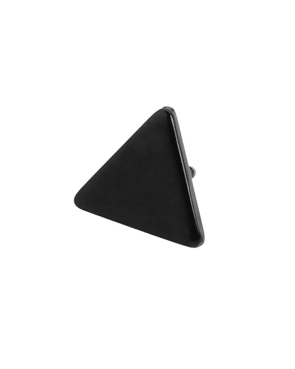 Men Black Toned Triangular Enamel Stud Earring
