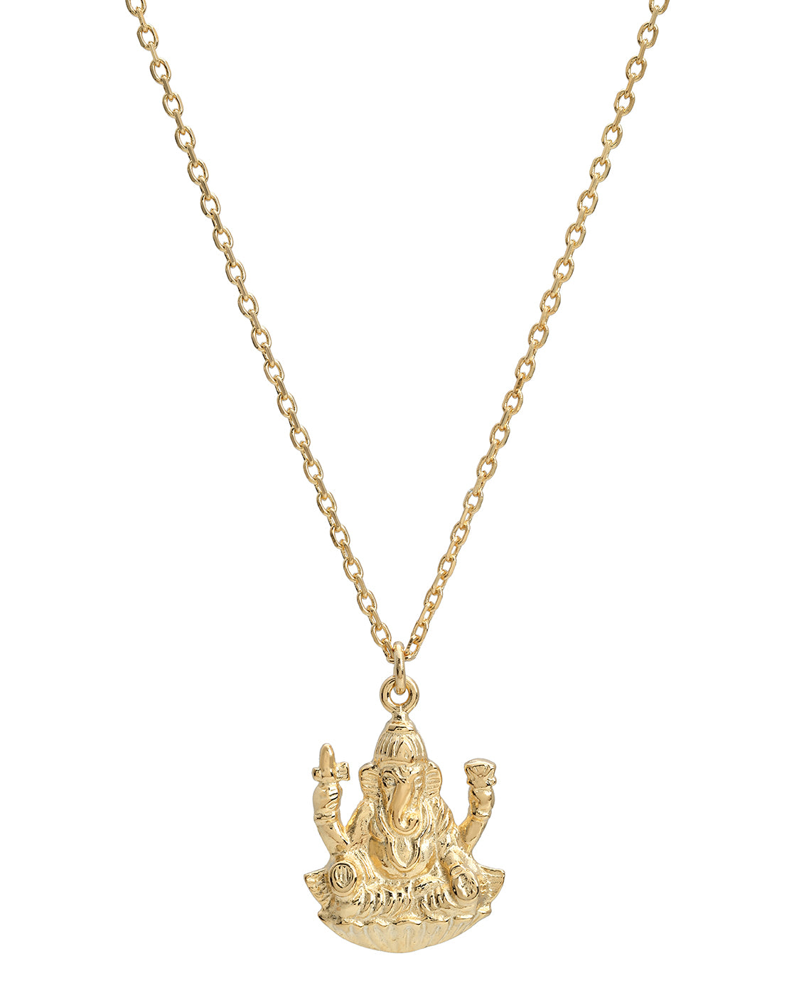 18Kt Gold Plated Ganesha Pendant and Chain for Unisex