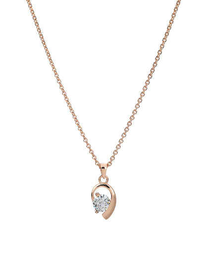 18kt Rose Gold Plated Contemporary Solitaire Pendant with Chain