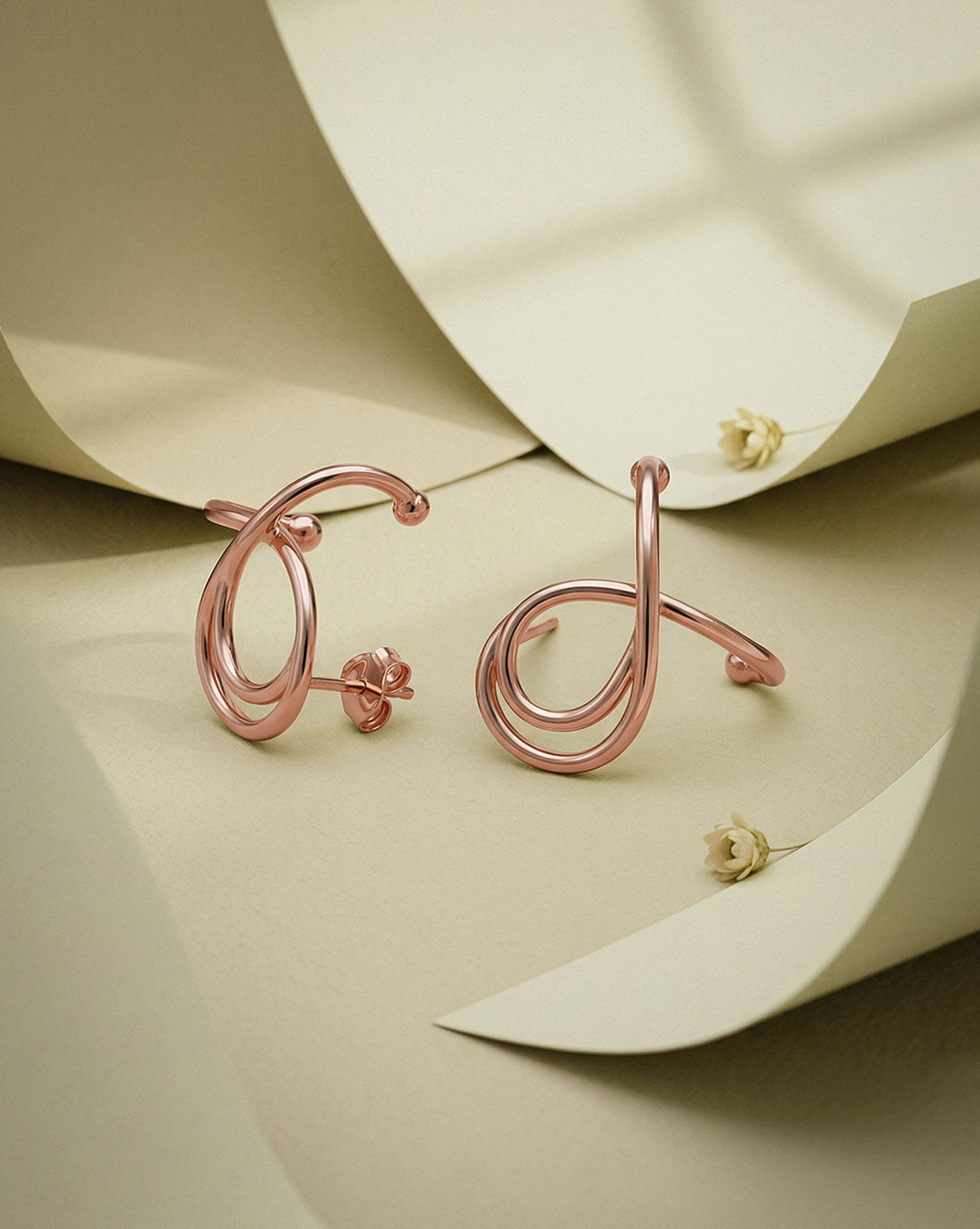 18kt Rose Gold Plated Crossover Cuff Earring