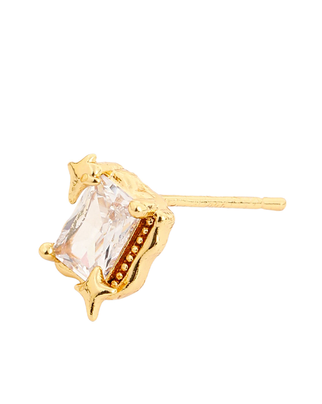 Gold-Plated Petite Emerald-Cut Solitaire CZ Stud Earrings