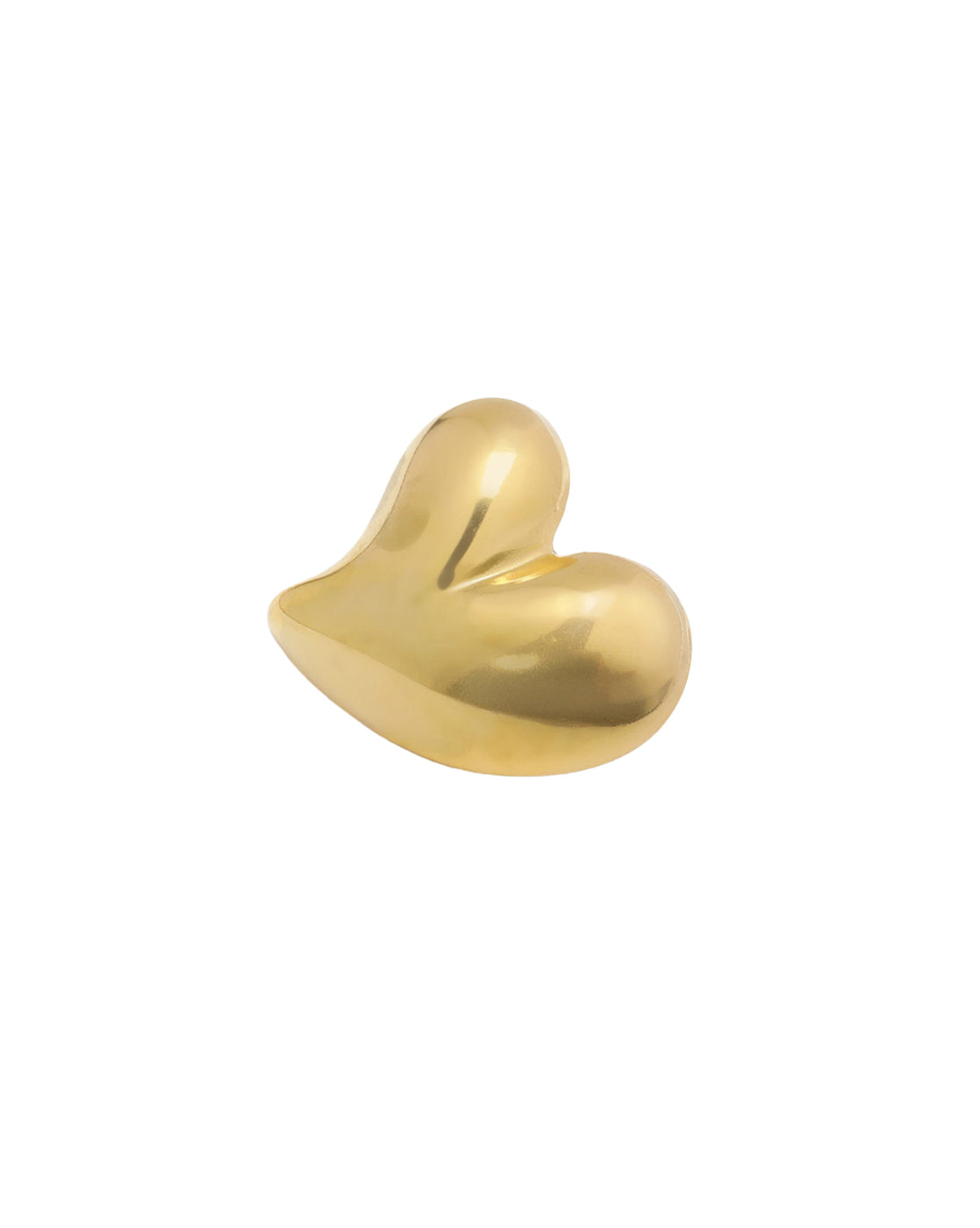 Gold Plated Puff Heart Bold Stud Earring