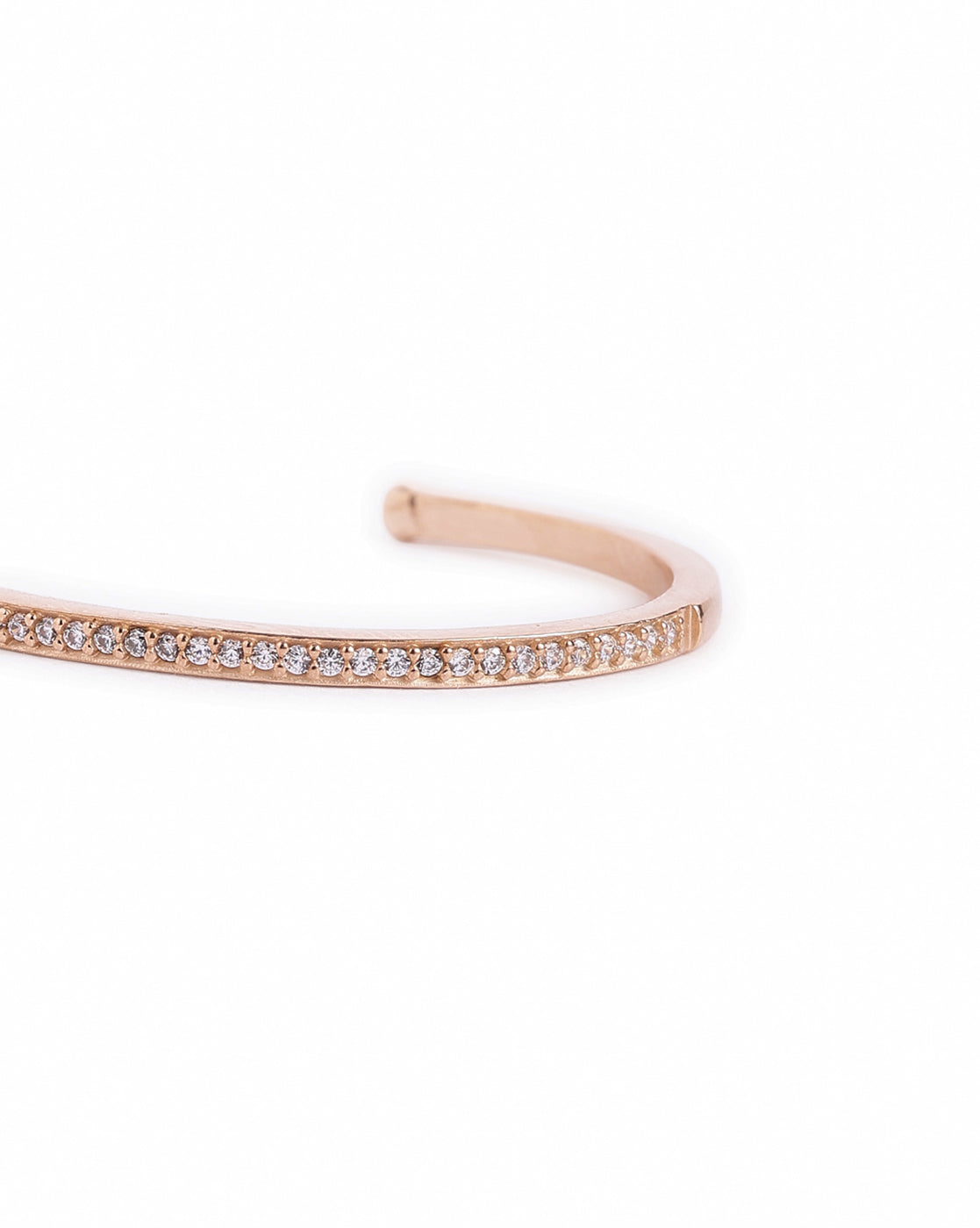 18kt Rose Gold Plated CZ Oval Bold Half Hoop Earring