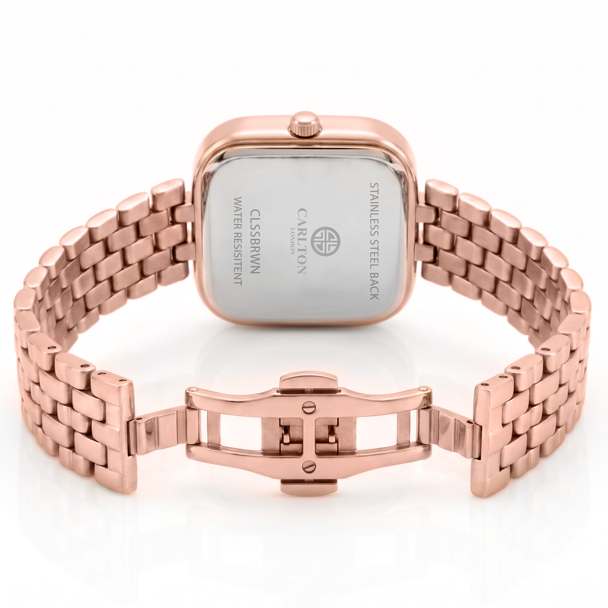 Carlton London Chelsea Women’s Watch – Blue Square Dial, Rose Gold Stainless Steel Strap – CLSSCBLU