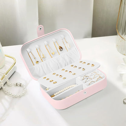 PU Mini Portaable Jewellery Classic Style Squart Peach - CLJW-08