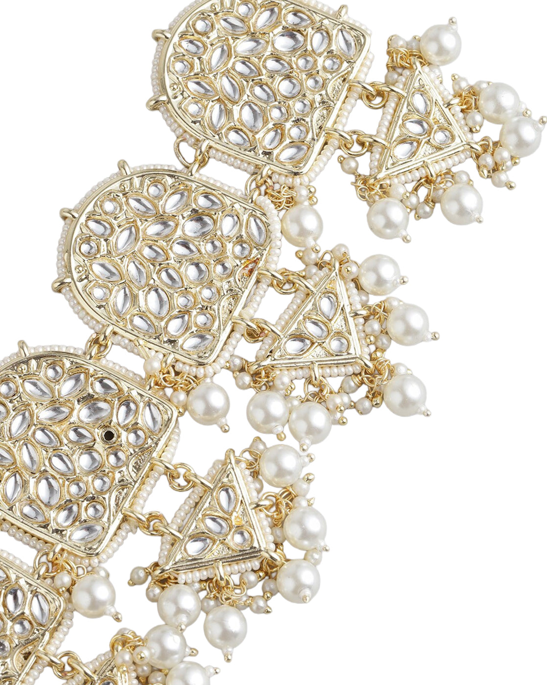 Gold-Plated Kundan Pearl Choker, Earrings &amp; Maang Tika Set