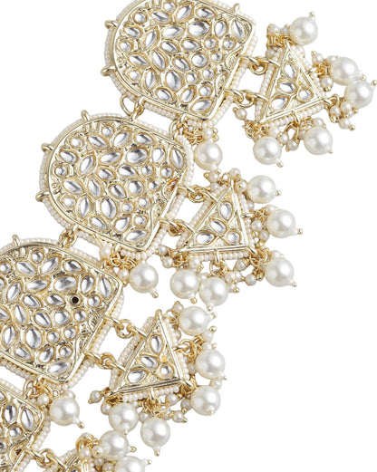 Gold-Plated Kundan Pearl Choker, Earrings &amp; Maang Tika Set