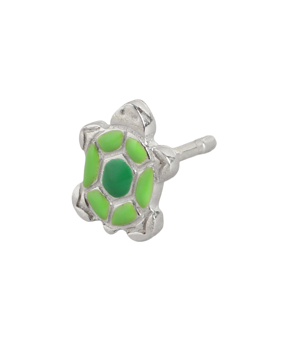 925 Sterling Silver Rhodium Plated Enamel Turtoise Mini Stud Earring
