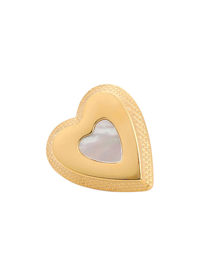 Premium Gold Plated Mother of Pearl Heart Bold Stud Earring
