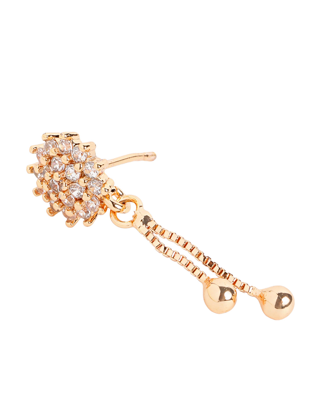 Rose Gold Plated Elegant CZ Cluster Floral Dangle Earrings