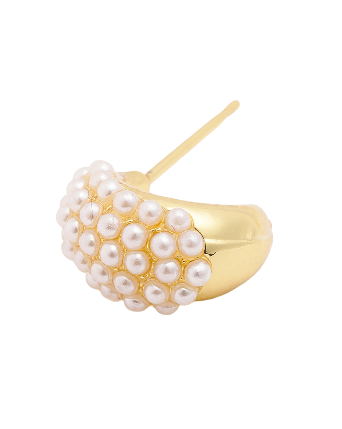 18kt Gold Plated Pearl Half Hoop Earring