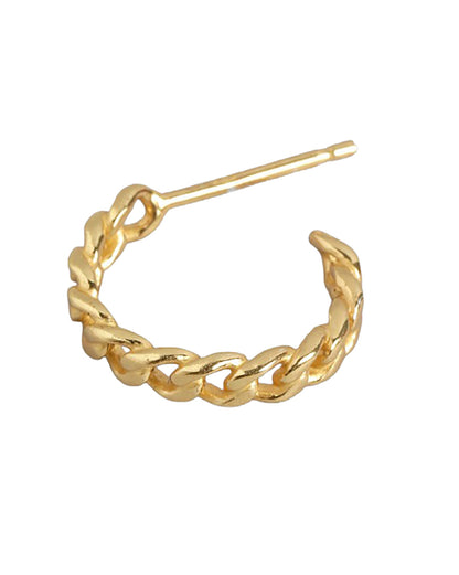 925 Sterling Silver 18kt Gold Plated Link Chain Half Hoop Earring