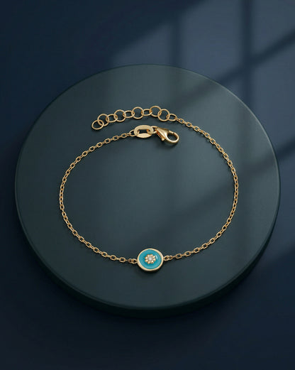 18kt Gold Plated Circular Enamel Wraparoun Bracelet
