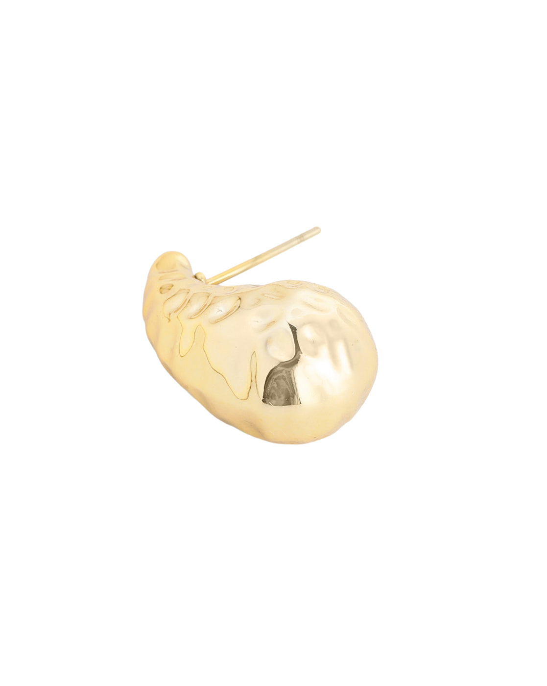 Gold Plated Bold Tear Drop Textured Stud Earring