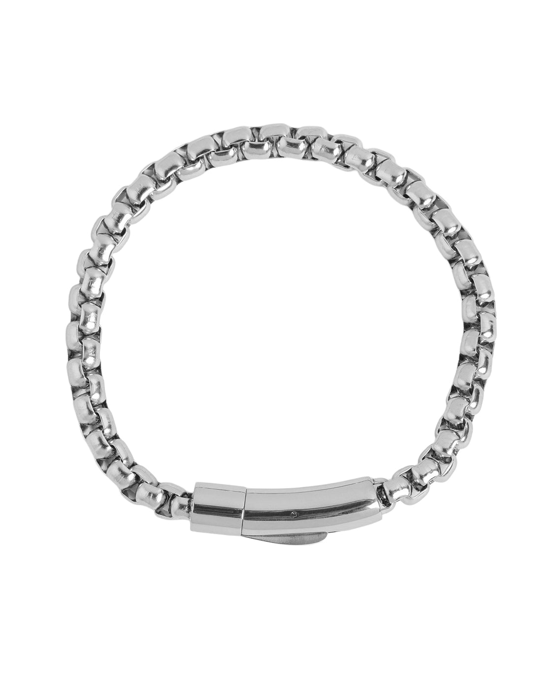 Men Silver Plated Rolo Square Chain Link Bracelet