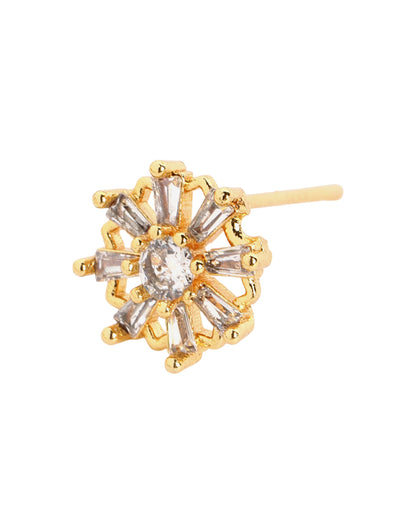 Gold Plated CZ Studded Floral Stud Earring