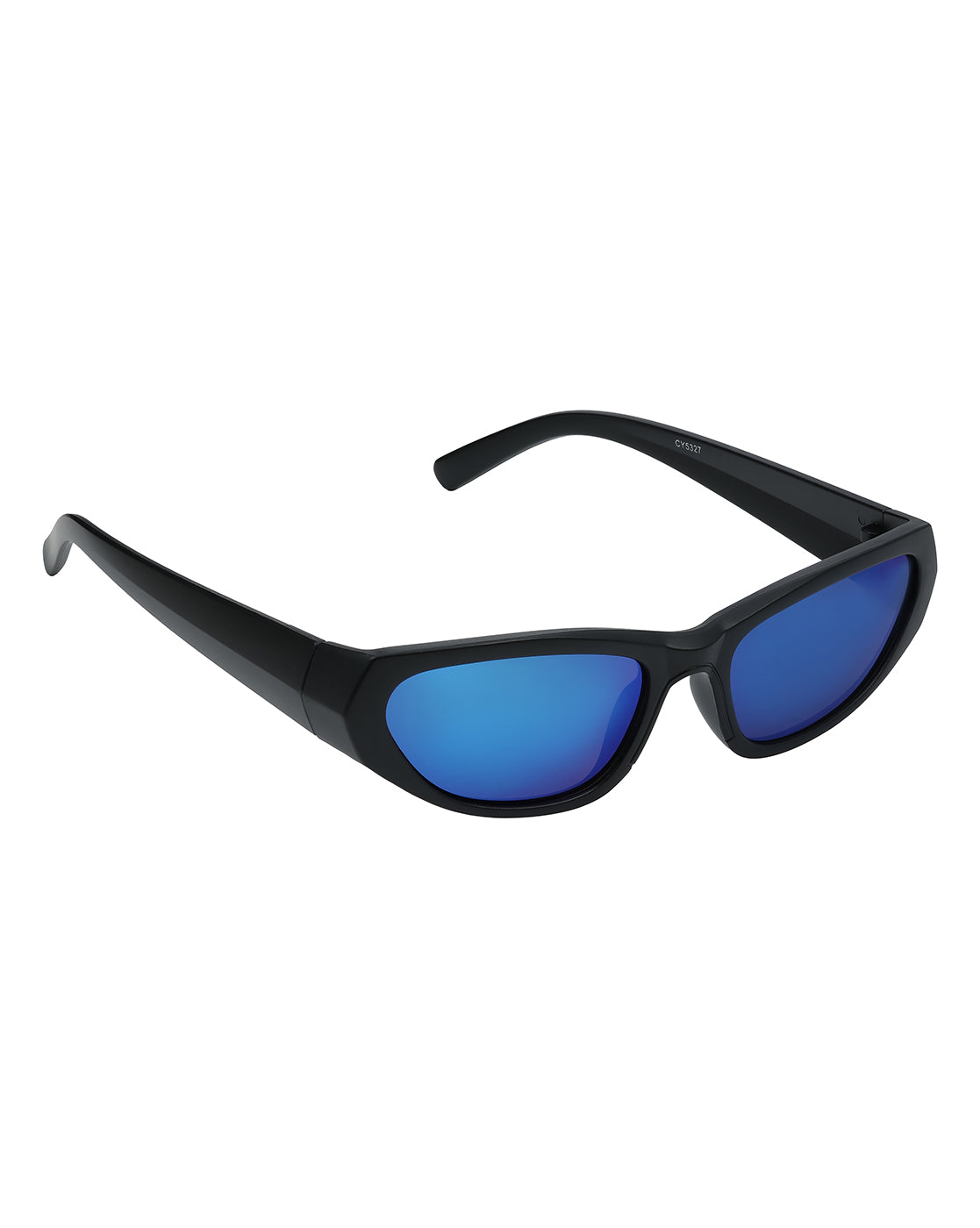 Women Matt Black Toned UV Protected Blue Mirror Lens Sports Sunglasses