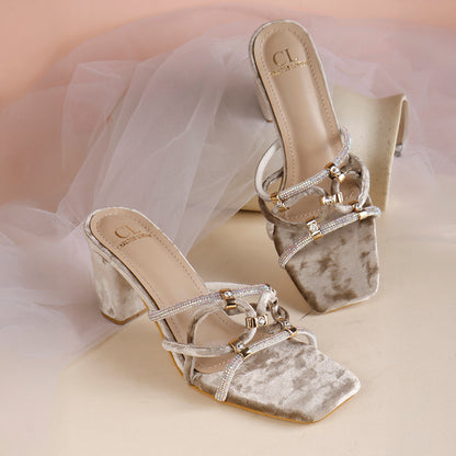 Women Embellished Strappy Block Heel Sandals