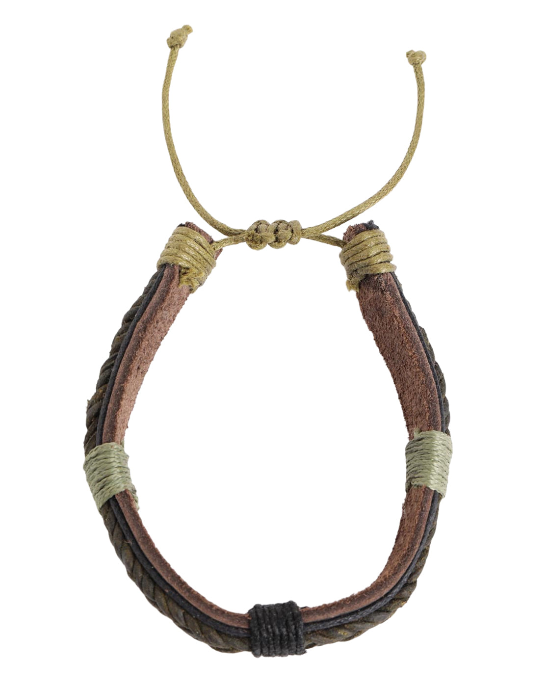 Men Set of 2 Bohemian Multistrand Adjustable Faux Leather Bracelet