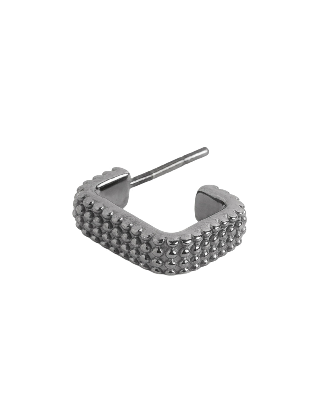 Men Rhodium Plated Oxidised Rectangle Half Hoop Earring