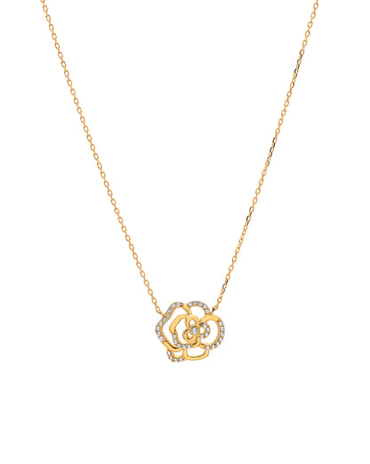 18kt Gold Plated CZ Floral Bold Necklace