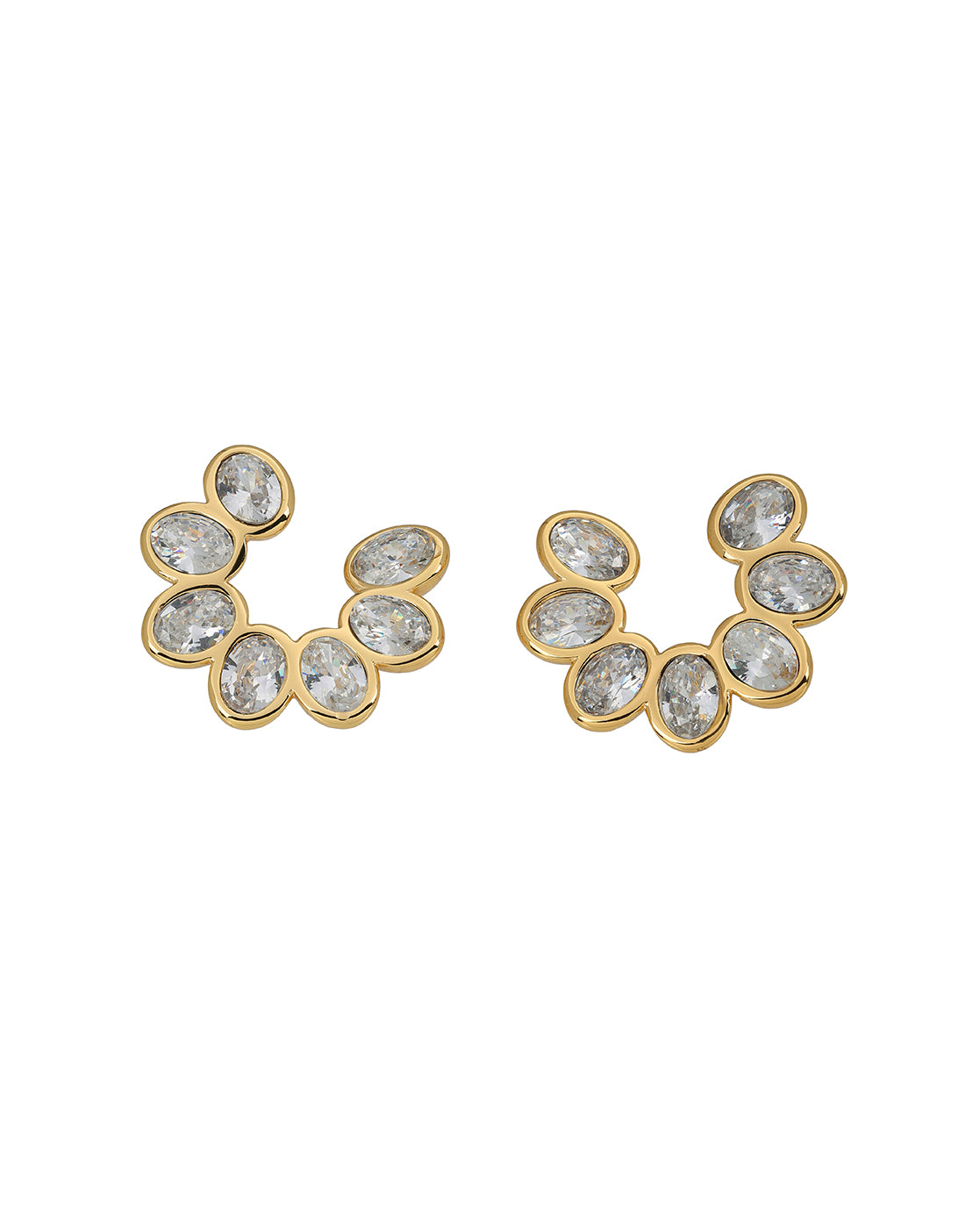 Gold Plated Contemporary Cluster Bold CZ Stud
