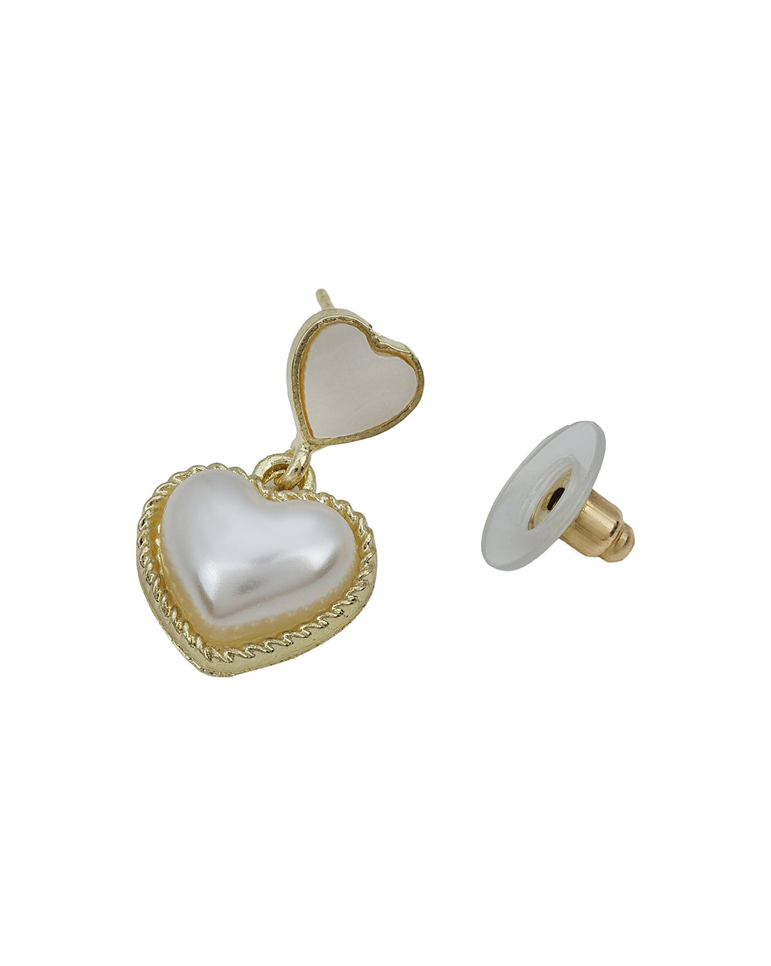 Gold Plated Pearl and MOP Heart Drop Earring