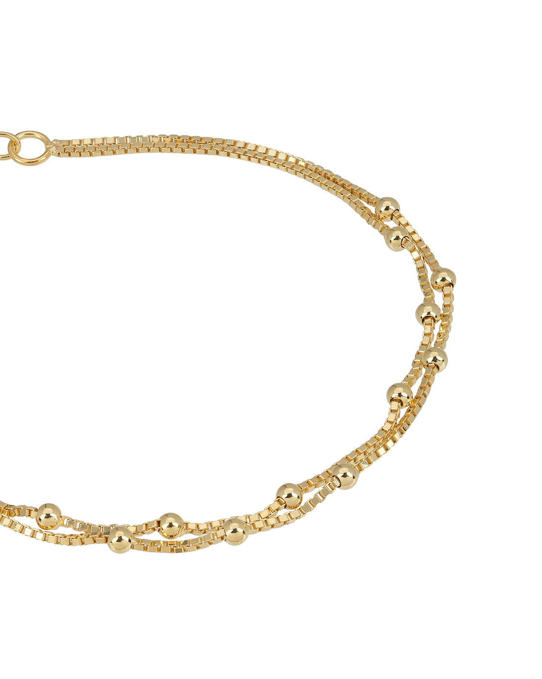 18kt Gold Plated Metal Ball Double Chain Bracelet