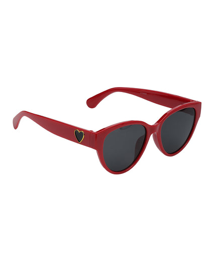 Women Party Red Toned UV Protected Black Lens Oversized Sunglasses