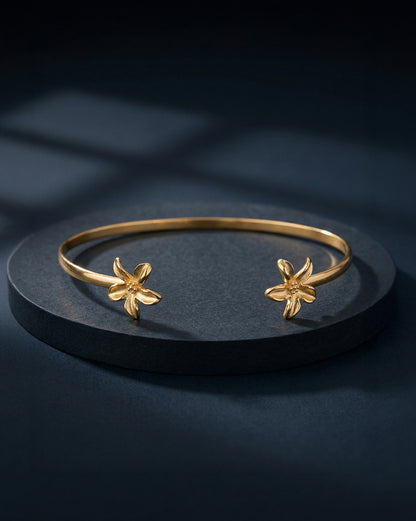 18kt Gold Plated Floral Cuff Link Bracelet