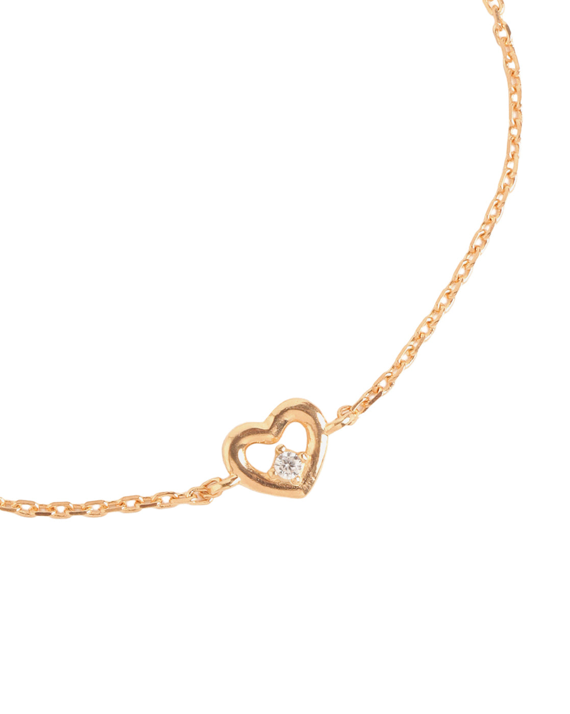 18kt Rose Gold Plated with CZ Studded Heart Adjustable Charm Bracelet