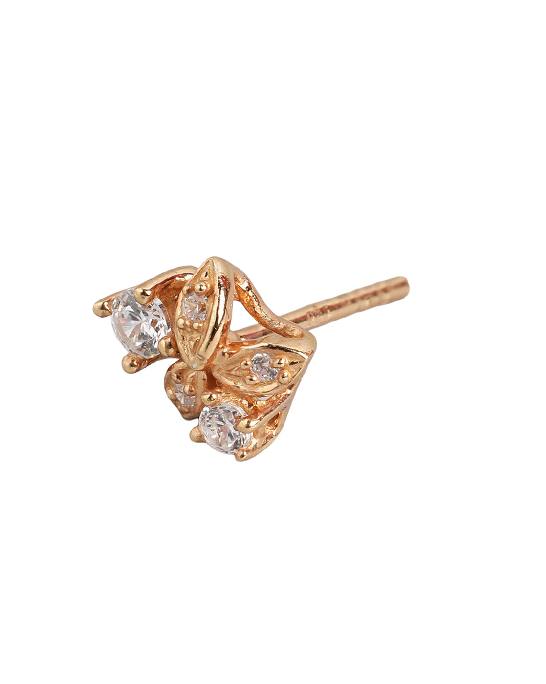 925 Sterling Silver 18kt Rose Gold Plated CZ Floral Mini Stud Earring