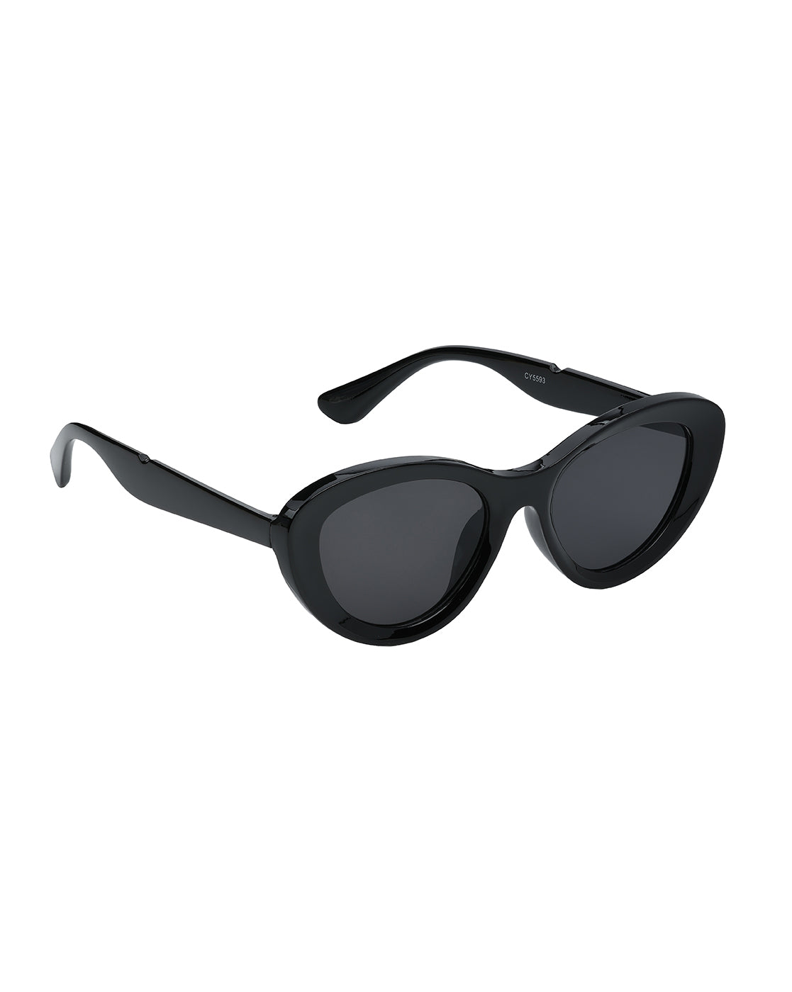 Women Black Toned UV Protected Black Lens Cateye Sunglasses