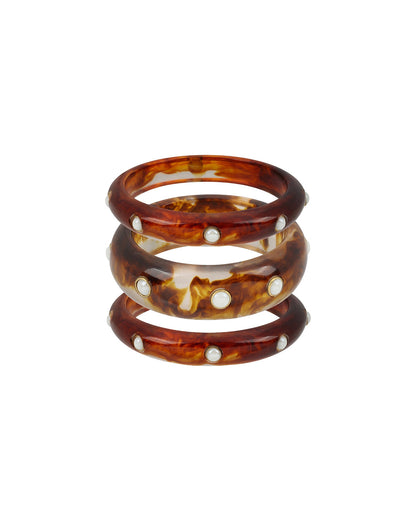 Set of 3 Fashionable Resin Bangle with Faux Pearl
