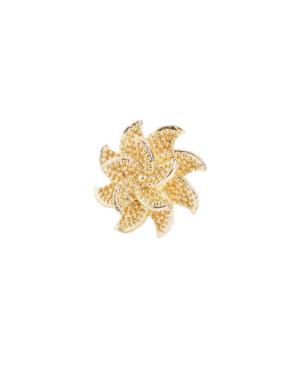 Gold-Plated Intricate Flower Textured Stud Earrings