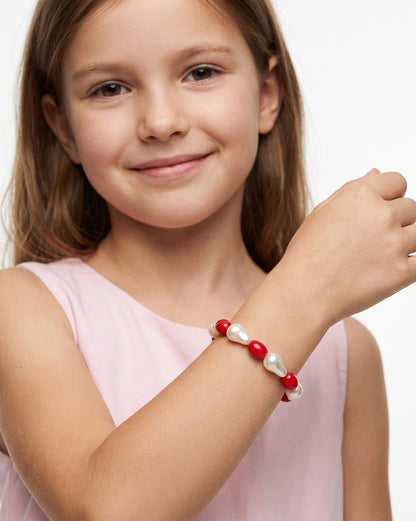 Set of 9 Multi Coloured Bead &amp; Pearl Stretchable Bracelet for Girl