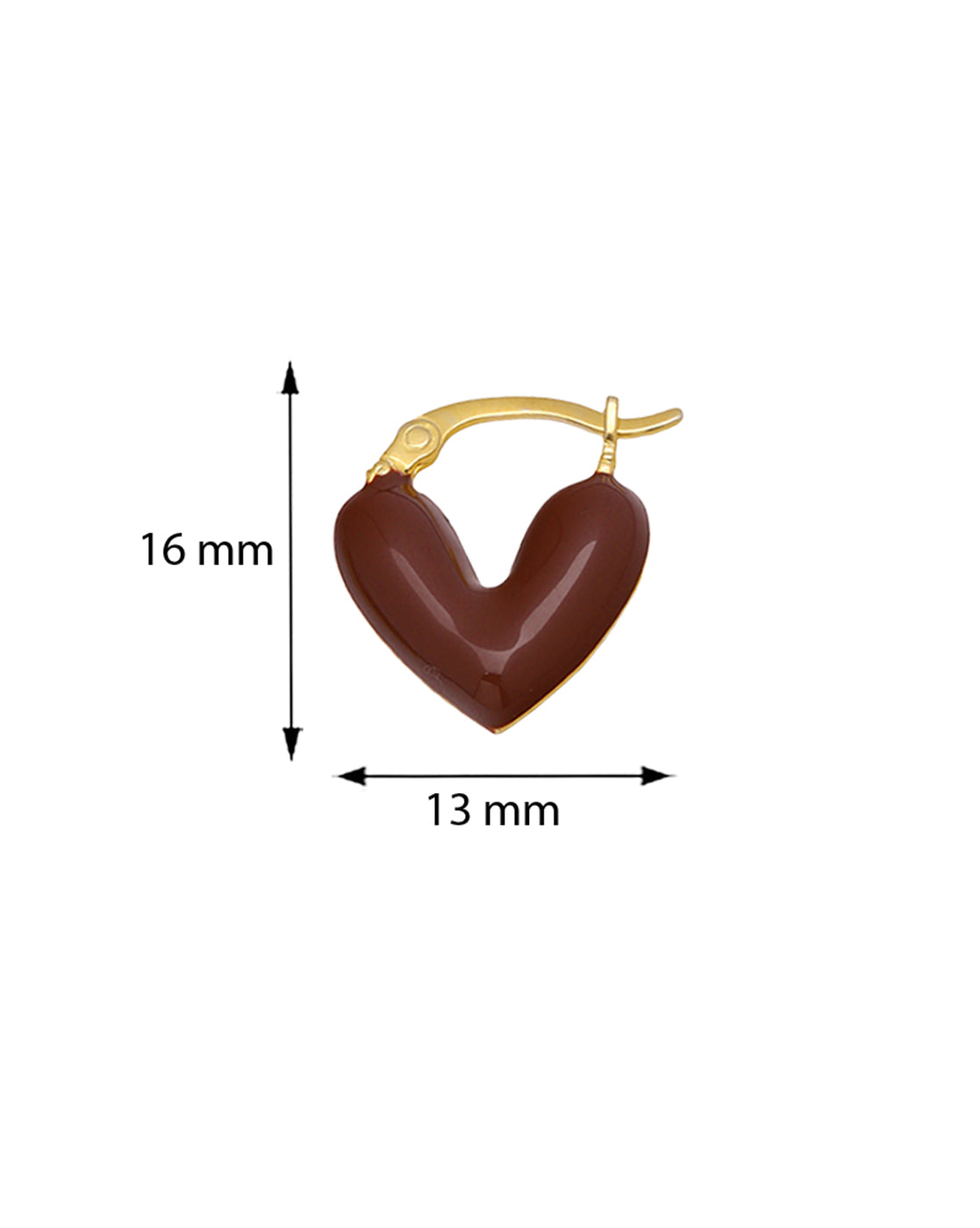 18k Gold-Plated Brown Enamel Heart Hoop Earrings