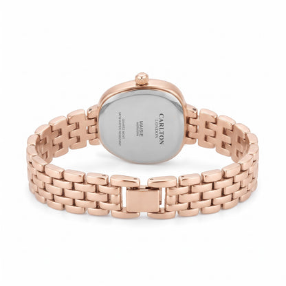 Carlton London Maisie Women’s Watch - Green Rectangle Dial, Rose Gold Stainless Steel Strap - MSRSGRN