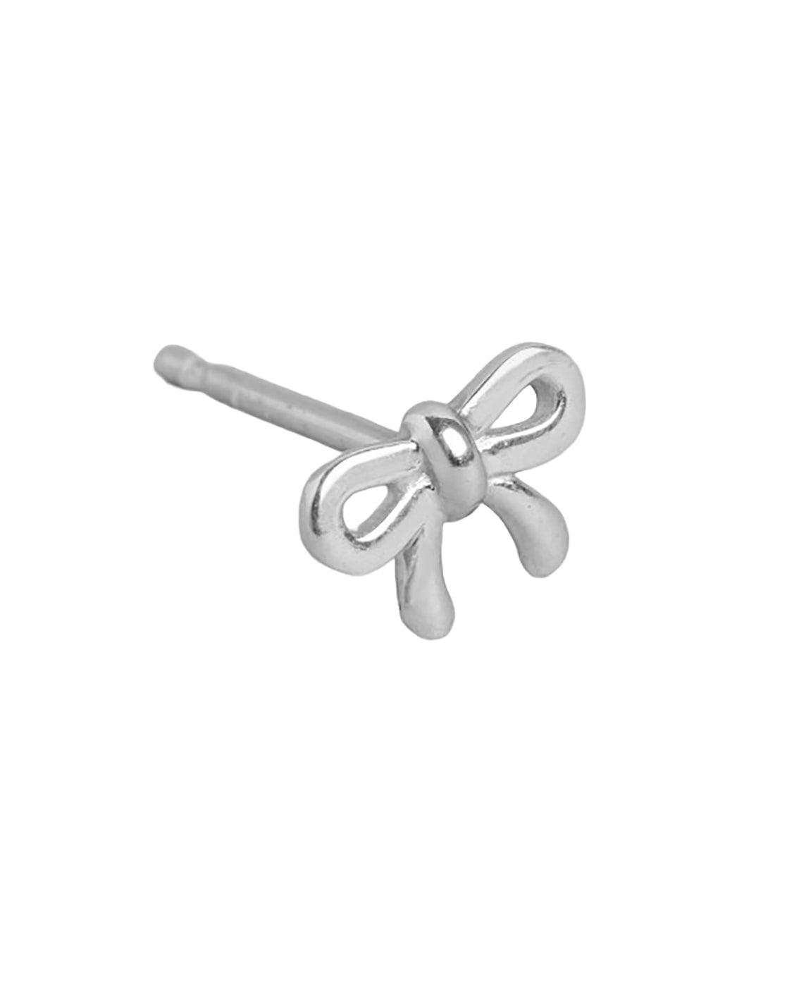 925 Sterling Silver Rhodium Plated BOW Mini Stud Earring